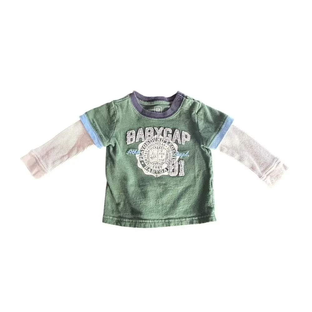 Gap 1969 Green Blue Fleece Sleeves Baby Infant Size 12-18 Months Winter Fall